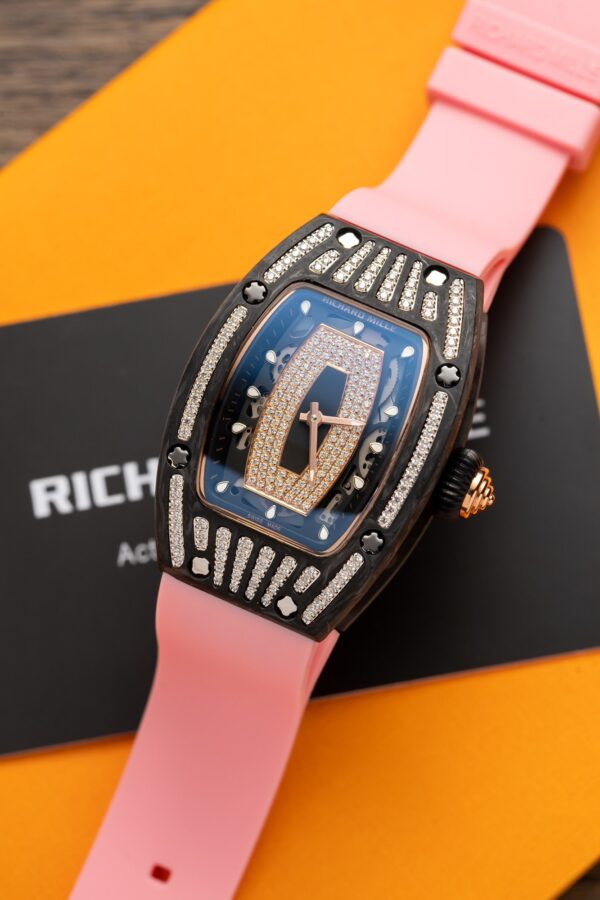 Richard Mille RM07-01 Carbon Pink Rubber Strap Replica Watch 32mm (1)