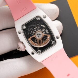 Richard Mille RM07-01 Ceramic Pink Rubber Strap Replica Watch 32mm (1)