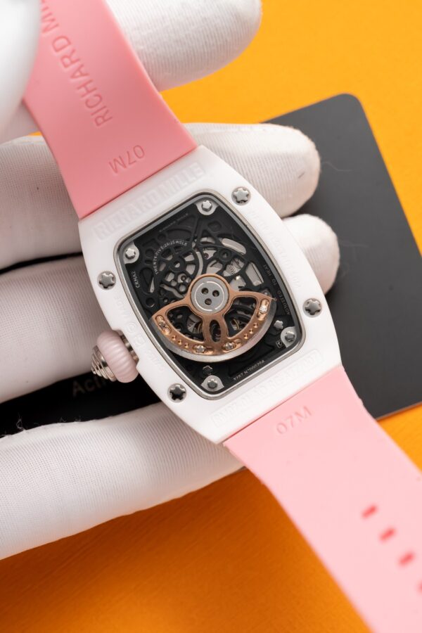 Richard Mille RM07-01 Ceramic Pink Rubber Strap Replica Watch 32mm (1)