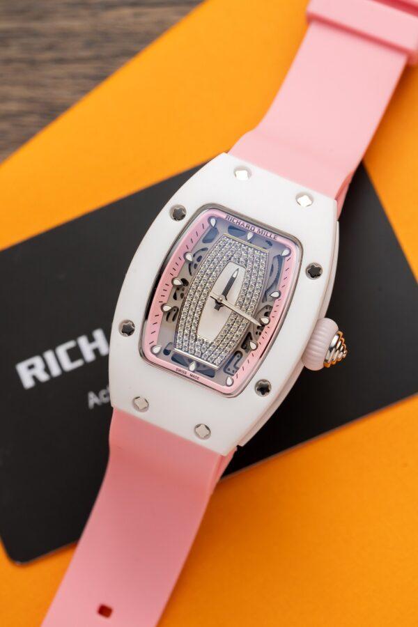 Richard Mille RM07-01 Ceramic Pink Rubber Strap Replica Watch 32mm (1)