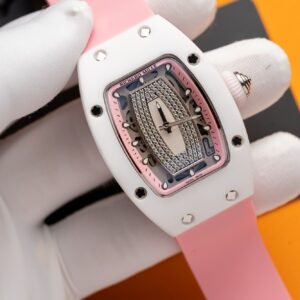 Richard Mille RM07-01 Ceramic Pink Rubber Strap Replica Watch 32mm (1)
