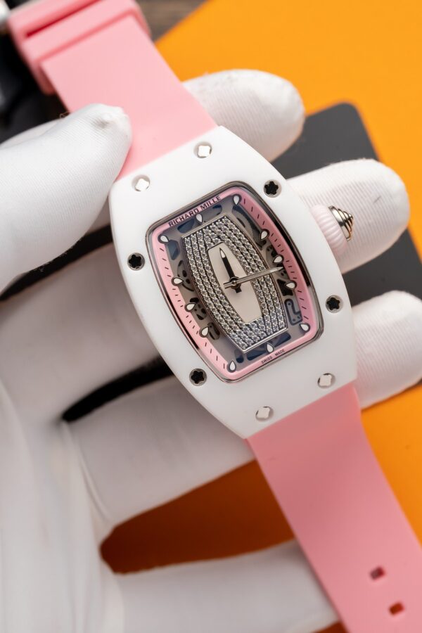 Richard Mille RM07-01 Ceramic Pink Rubber Strap Replica Watch 32mm (1)