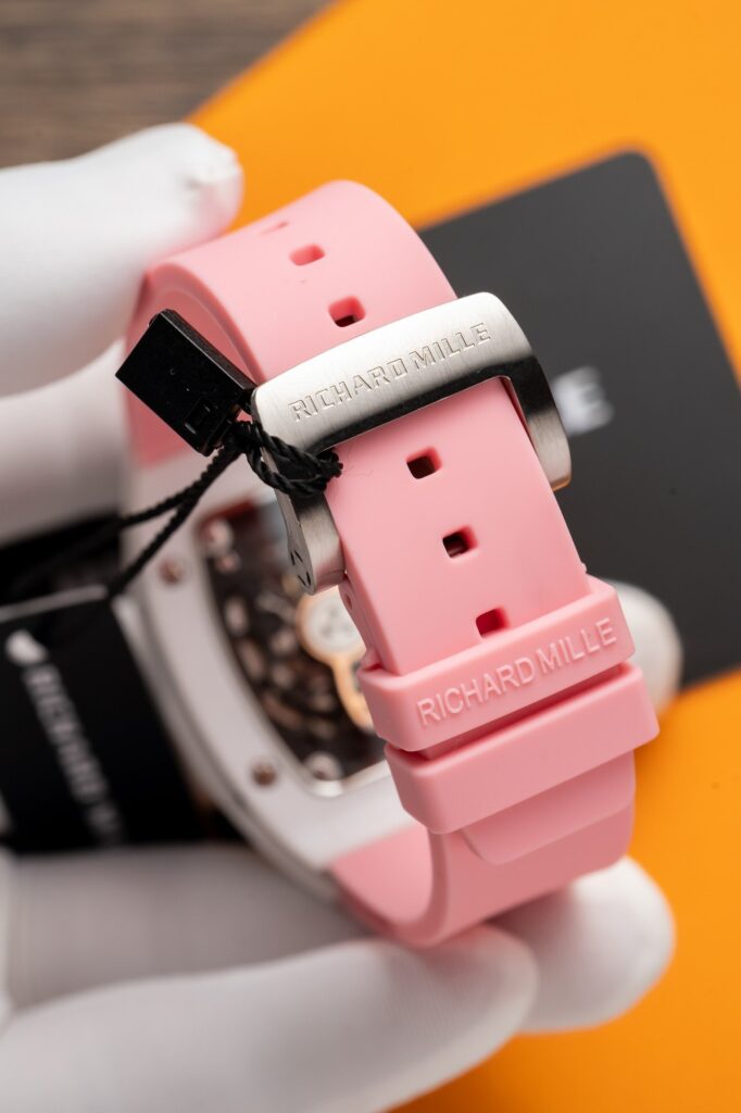 Richard Mille RM07-01 Ceramic Pink Rubber Strap Replica Watch 32mm (1)