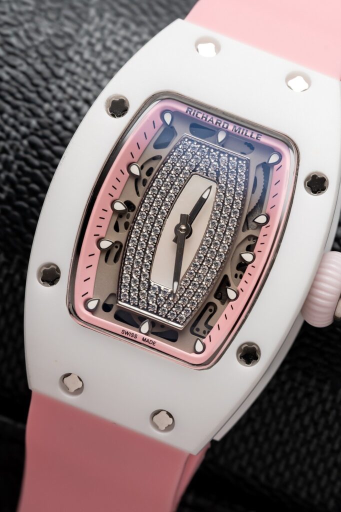 Richard Mille RM07-01 Ceramic Pink Rubber Strap Replica Watch 32mm (1)