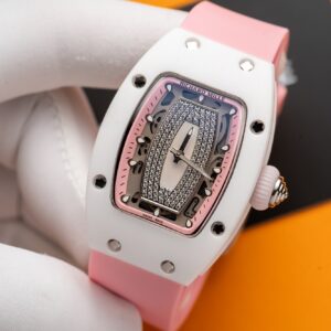 Richard Mille RM07-01 Ceramic Pink Rubber Strap Replica Watch 32mm (1)