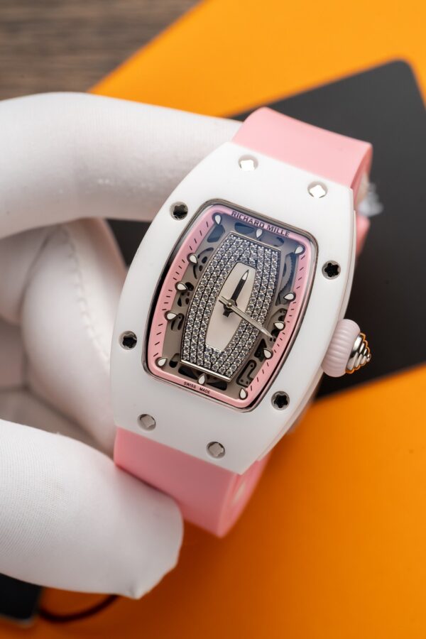 Richard Mille RM07-01 Ceramic Pink Rubber Strap Replica Watch 32mm (1)