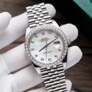 Rolex DateJust 126334 Mother Of Pearl Custom Moissanite Clean Factory 41mm (5)