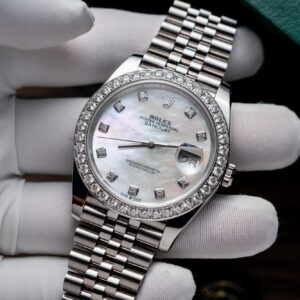 Rolex DateJust 126334 Mother Of Pearl Custom Moissanite Clean Factory 41mm (5)