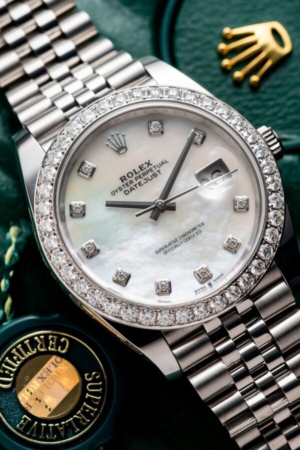 Rolex DateJust 126334 Mother Of Pearl Custom Moissanite Clean Factory 41mm (5)