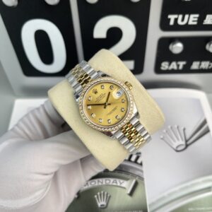 Rolex DateJust Yellow Champagne Dial EW Factory Women Replica Watch 31mm (1)