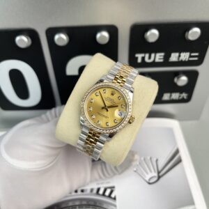 Rolex DateJust Yellow Champagne Dial EW Factory Women Replica Watch 31mm (1)