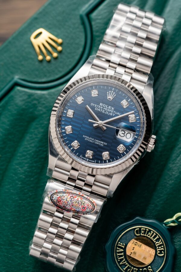 Rolex Datejust 126234 Blue Diamond-Set Ruched Dial Replica Watch Clean 36mm (4)