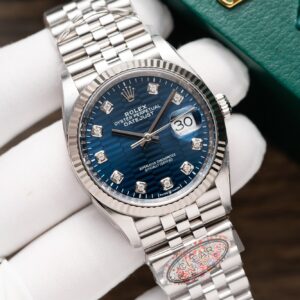 Rolex Datejust 126234 Blue Diamond-Set Ruched Dial Replica Watch Clean 36mm (4)