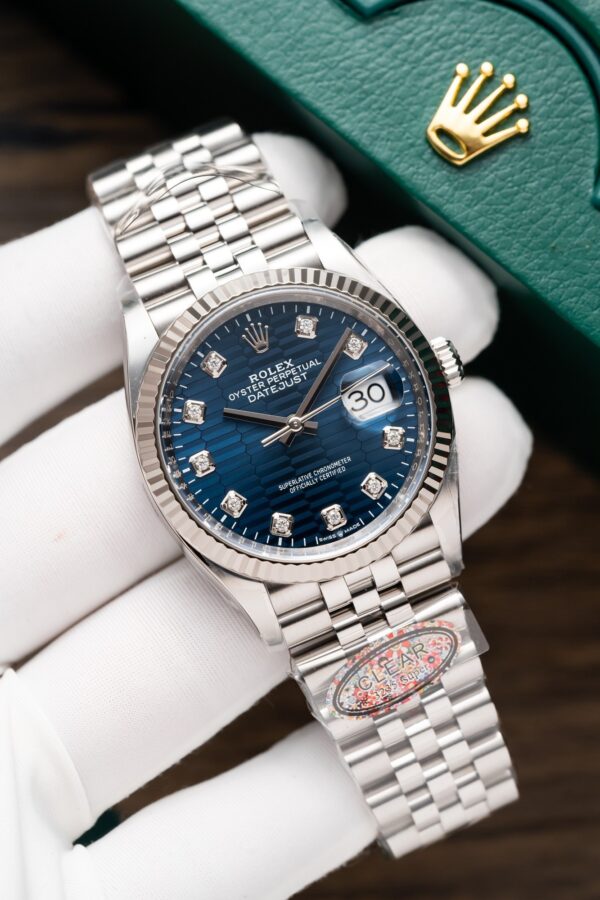 Rolex Datejust 126234 Blue Diamond-Set Ruched Dial Replica Watch Clean 36mm (4)