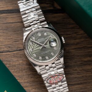 Rolex Datejust 126234 Replica Watch Olive Green Palm Tree Motif Dial Clean 36mm (1)