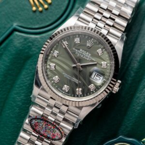 Rolex Datejust 126234 Replica Watch Olive Green Palm Tree Motif Dial Clean 36mm (1)