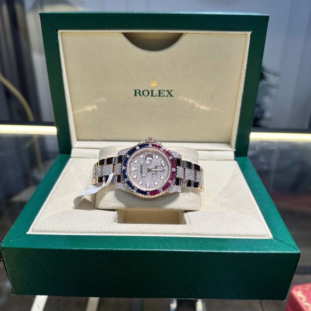 Rolex GMT-Master II 126755 SARU-DIAO 18K Gold Wrapped Custom Moissanite Sapphire 40mm (1)