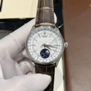Rolex Cellini Moonphase 50535 Replica Watch Brown Leather 39mm (8)