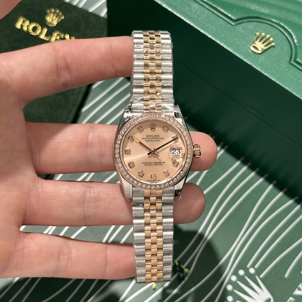 Rolex DateJust Replica Watch Diamonds Demi Rose Gold 31mm (1)