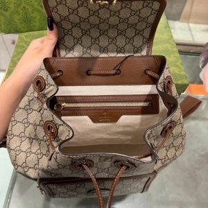 Balo Gucci With Interlocking G Beige Replica Handbags Brown (3)