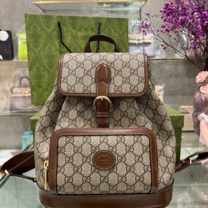 Balo Gucci With Interlocking G Beige Replica Handbags Brown (3)