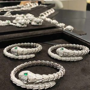 Bvlgari Jewelry Customs 18K White Gold Diamonds Gemstone SET 3 Pieces