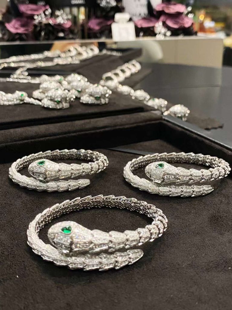 Bvlgari Jewelry Customs 18K White Gold Diamonds Gemstone SET 3 Pieces