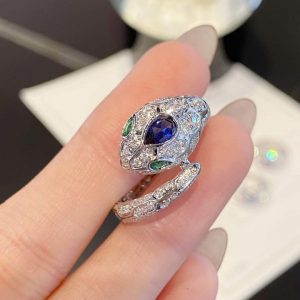 Bvlgari Ring Customs White Gold Diamonds and Natural Gemstones (7)