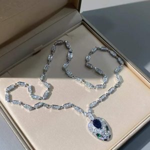 Bvlgari Snake Necklace Customs White Gold with Natural Diamonds
