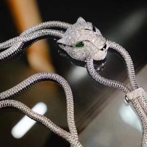 Cartier Necklace Custom White Gold with Leopard Diamonds (6)