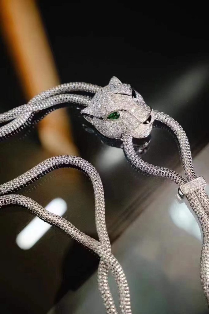 Cartier Necklace Custom White Gold with Leopard Diamonds (6)