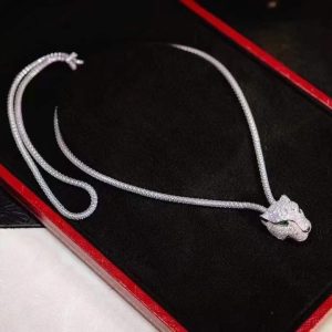 Cartier Necklace Custom White Gold with Leopard Diamonds (6)