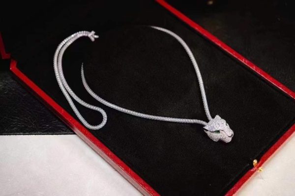 Cartier Necklace Custom White Gold with Leopard Diamonds (6)