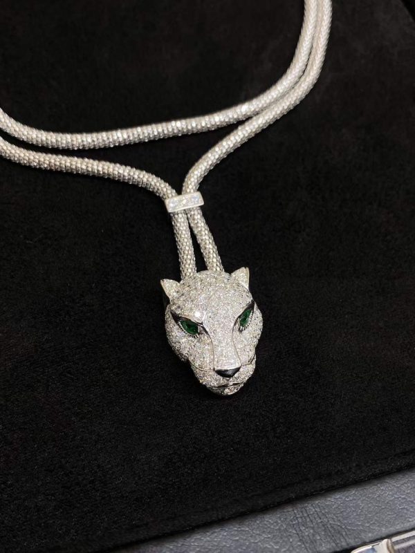 Cartier Necklace Custom White Gold with Leopard Diamonds (6)