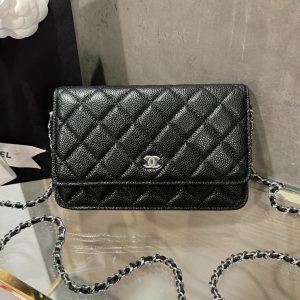 Chanel Caviar Tiny CC Wallet on Chain WOC Black Color Replica Bags 19cm (1)
