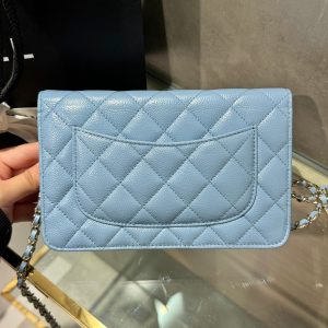 Chanel Caviar Tiny CC Wallet on Chain WOC Blue Color Replica Bags 19cm (1)