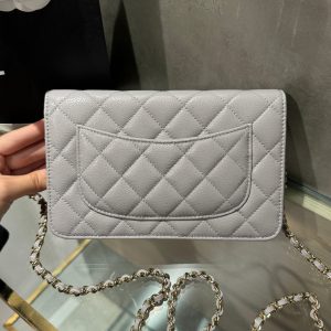 Chanel Caviar Tiny CC Wallet on Chain WOC Gray Color Replica Bags 19cm (1)