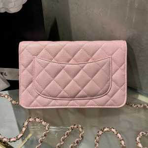 Chanel Caviar Tiny CC Wallet on Chain WOC Pink Color Replica Bags 19cm (1)