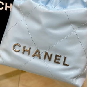 Chanel Light Blue Quilted Calfskin Mini Replica Handbags 22cm (5)