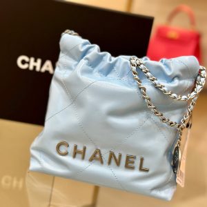 Chanel Light Blue Quilted Calfskin Mini Replica Handbags 22cm (5)