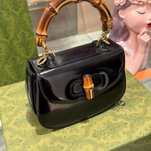 Gucci Bamboo 1947 Mini Top Handle Light Black Replica Bags