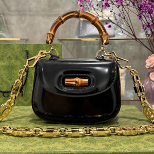 Gucci Bamboo 1947 Mini Top Handle Light Black Replica Bags