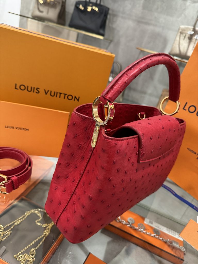 Louis Vuitton Capucines Imported Ostrich Leather Replica Handbags (6)