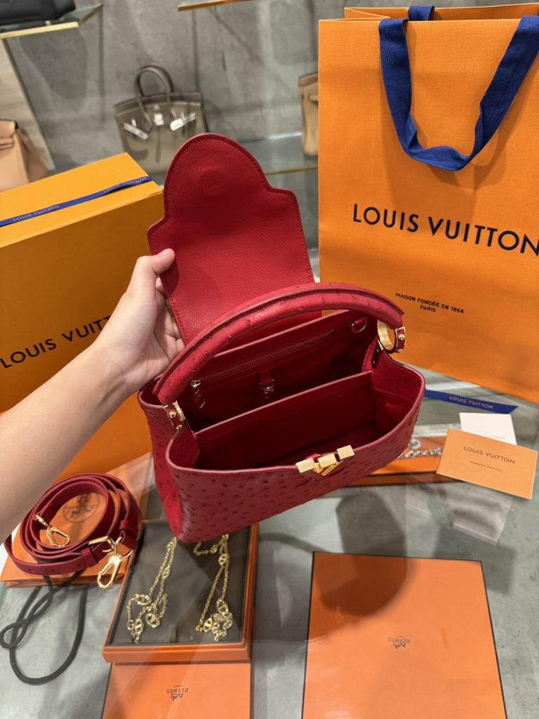 Louis Vuitton Capucines Imported Ostrich Leather Replica Handbags (6)