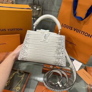 Louis Vuitton Capucines White Himalaya Matte Crocodile Replica Bags 27cm (8)