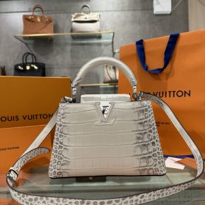 Louis Vuitton Capucines White Himalaya Matte Crocodile Replica Bags 27cm (8)