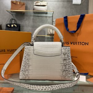 Louis Vuitton Capucines White Himalaya Matte Crocodile Replica Bags 27cm (8)