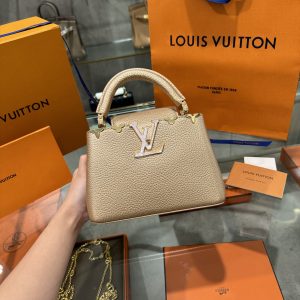 Louis Vuitton LV Capucines Brown Color Leather Replica Handbags