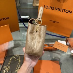 Louis Vuitton LV Capucines Brown Color Leather Replica Handbags