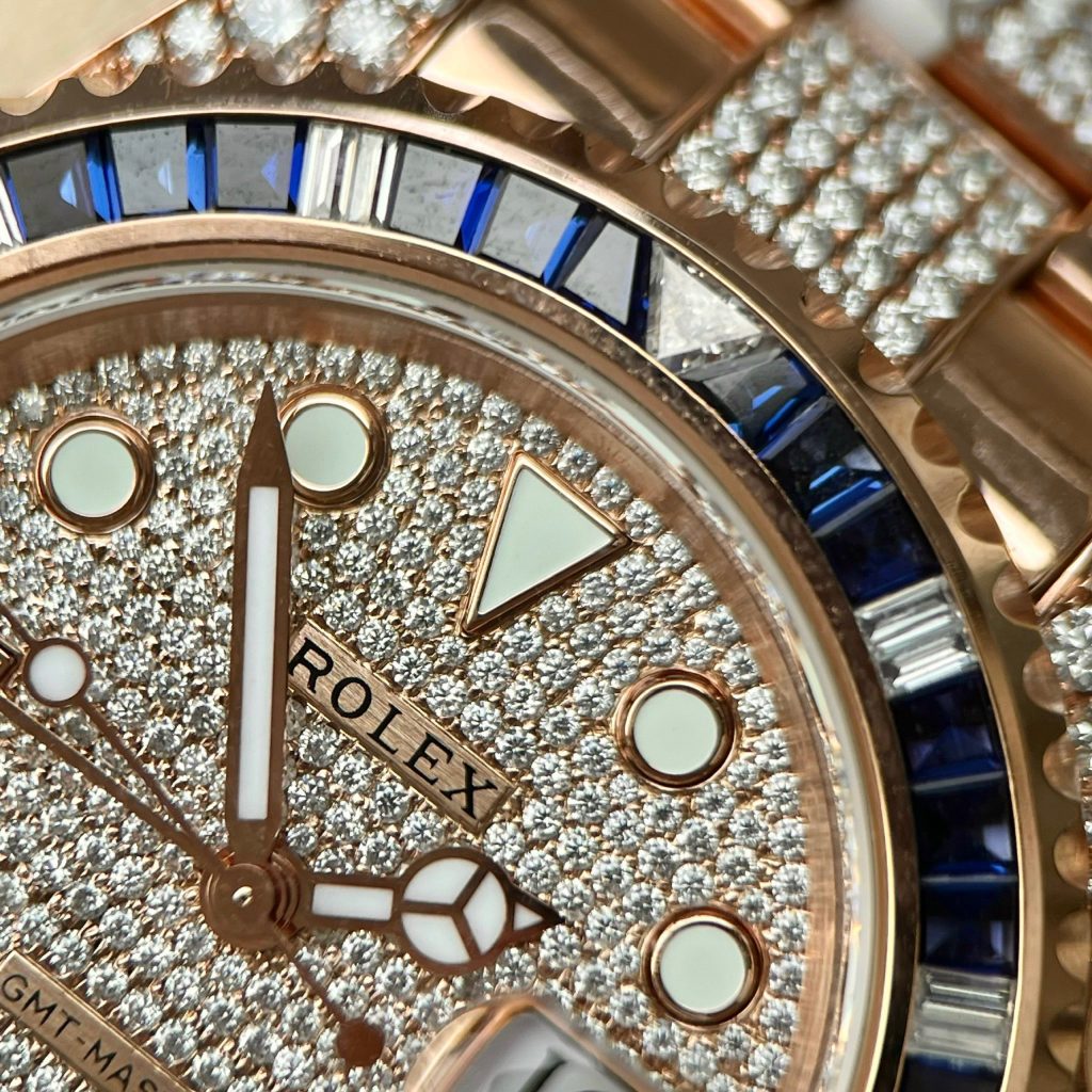 Rolex GMT Master II Gold Wrapped Customs Moissanite Sapphire Diamonds 40mm (10)